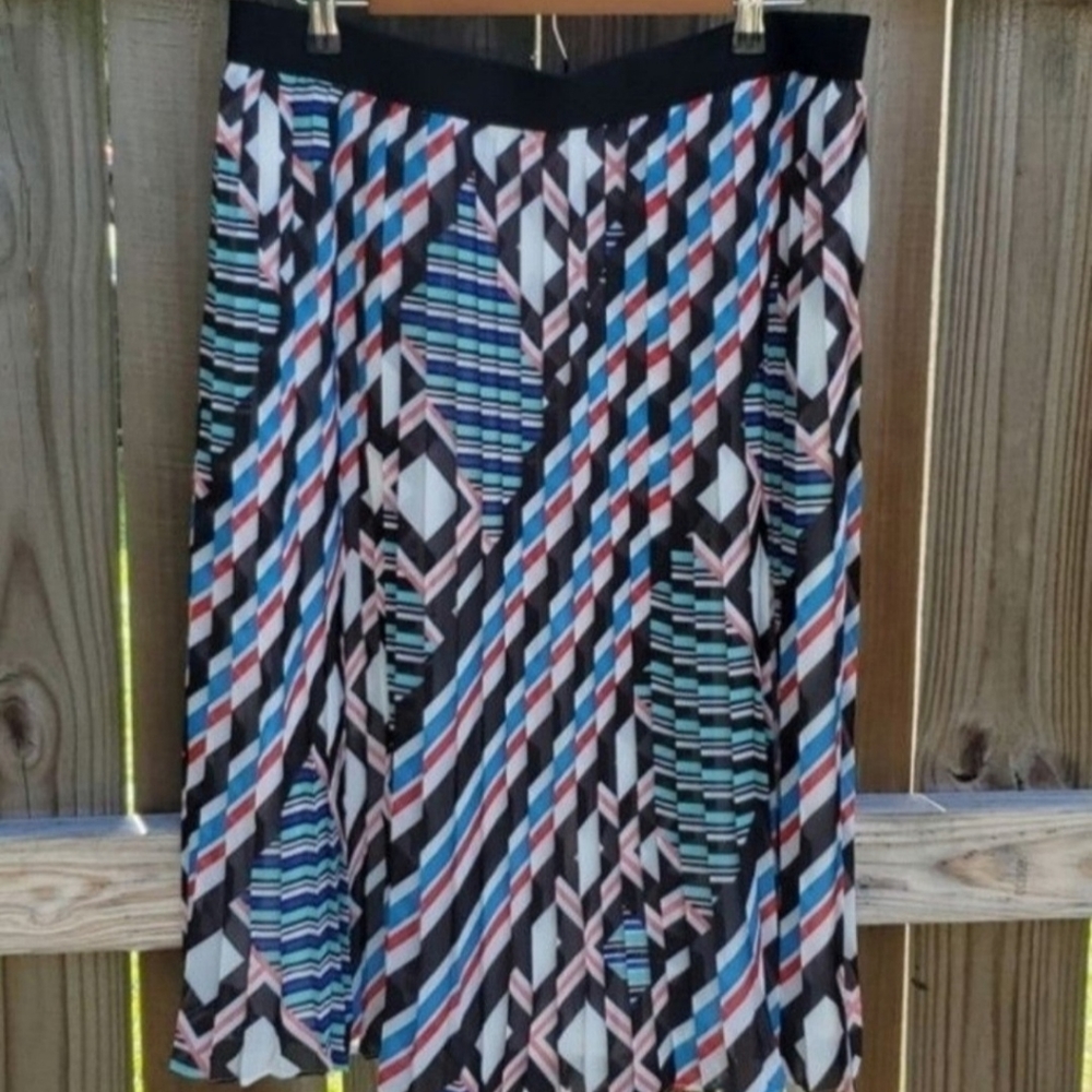 Catherine Malandrino Pleated Block Party Skirt, Sz L & XL
